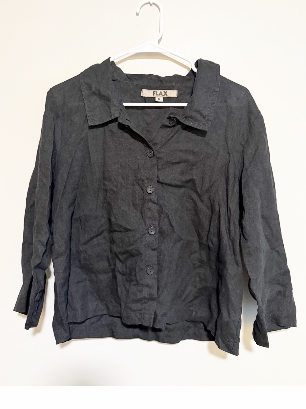 Flax linen button down black size small